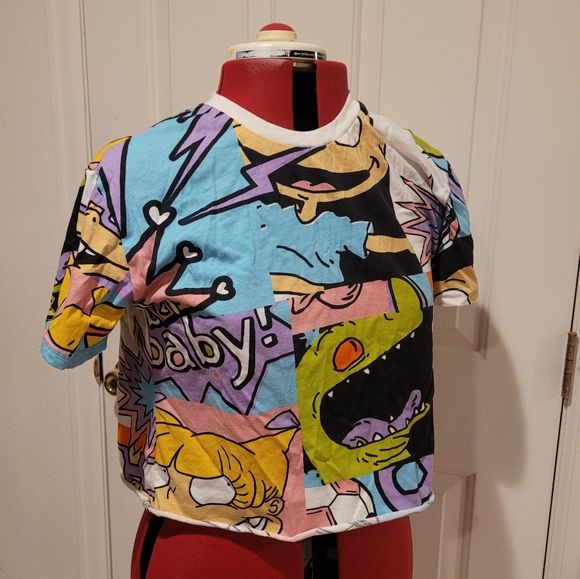 Nickelodeon Rugrats Crop Top Medium All Over Print Tee - Picture 1 of 3